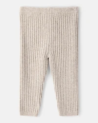 Baby Girl Ribbed Sweater Knit Pants - Cream