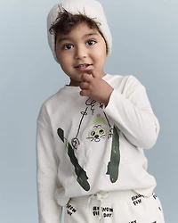 Toddler Skiing Squish Long-Sleeve Relaxed Graphic Tee - Cream