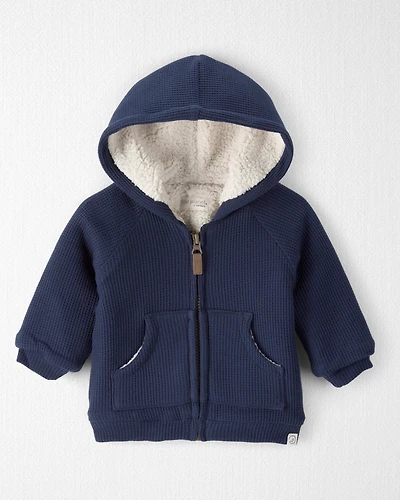 Baby Recycled Sherpa Waffle Knit Hooded Jacket