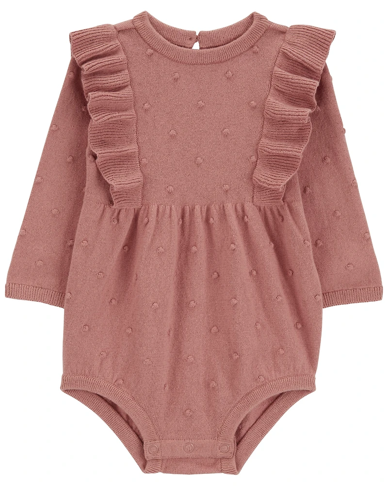 Baby Girl Long-Sleeve Flutter Bodysuit - Pink