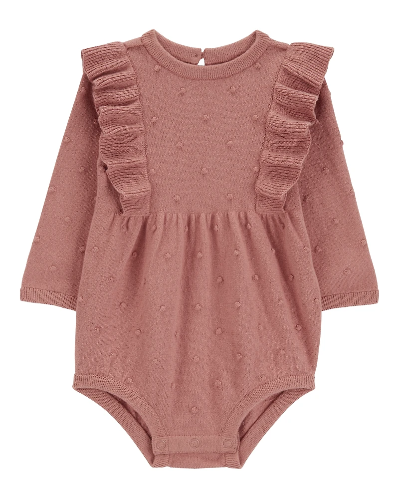 Baby Girl Long-Sleeve Flutter Bodysuit - Pink
