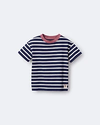 Toddler Striped Short-Sleeve Relaxed Subway Tee - Navy