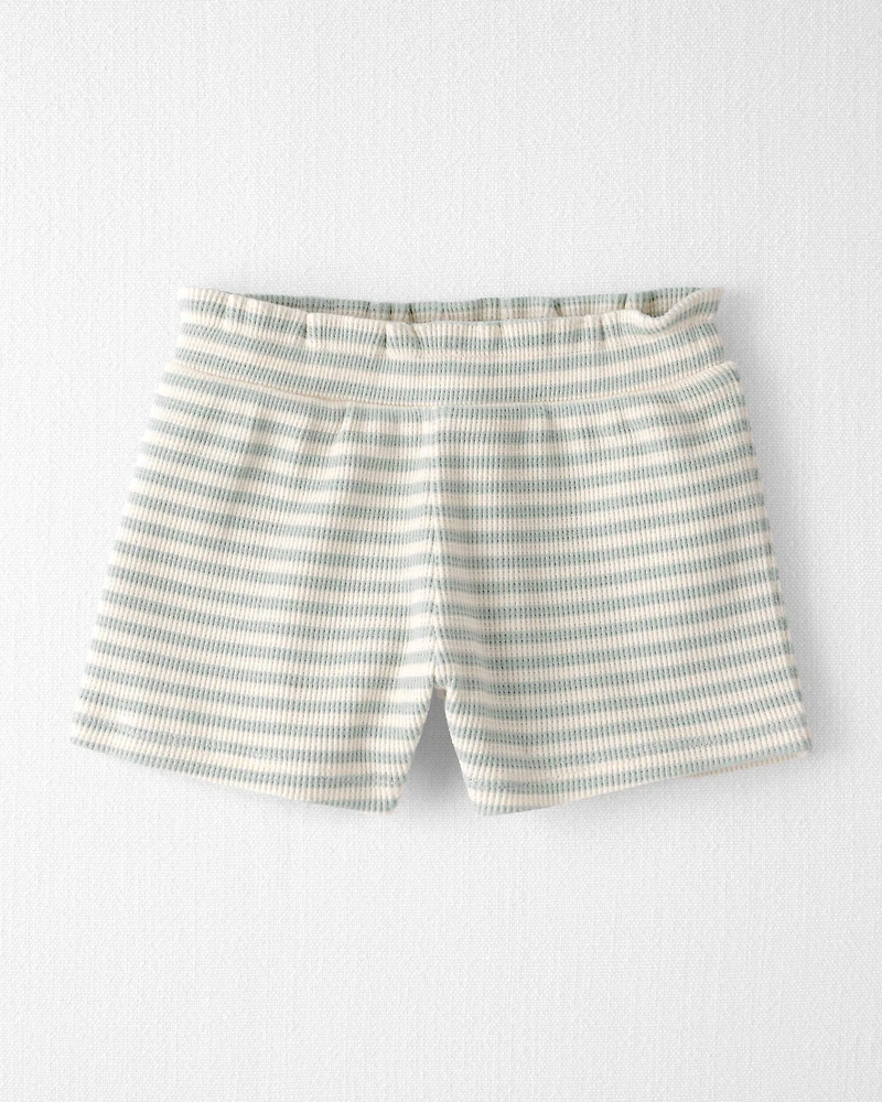 Baby Girl 2-Piece Organic Cotton Waffle Knit Top & Short Set in Stripes