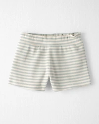 Baby Girl 2-Piece Organic Cotton Waffle Knit Top & Short Set in Stripes