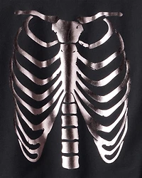 Boys Metallic Skeleton Long-Sleeve Graphic Tee - Black