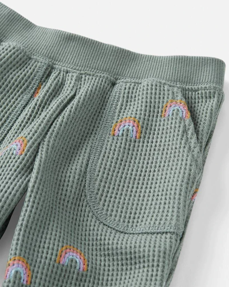 Baby Organic Cotton Waffle Knit Set in Magical Rainbow Print