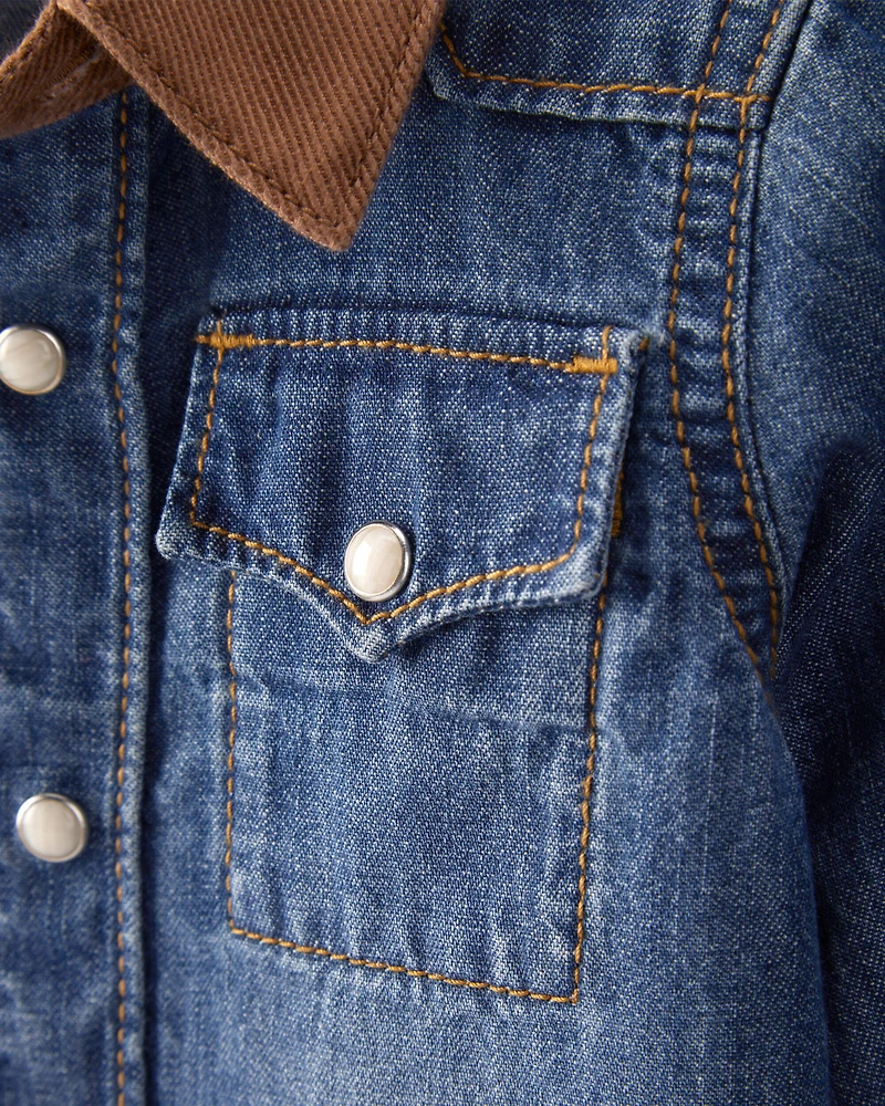 Baby Boy Western Denim Long-Sleeve Button-Down Shirt - Blue