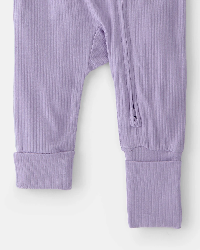 Baby Girl 2-Way Zip PurelySoft Sleep & Play Pajama - Purple