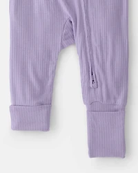 Baby Girl 2-Way Zip PurelySoft Sleep & Play Pajama - Purple