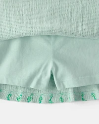 Toddler Girl 2-Piece Vine Top & Skort Set - Green