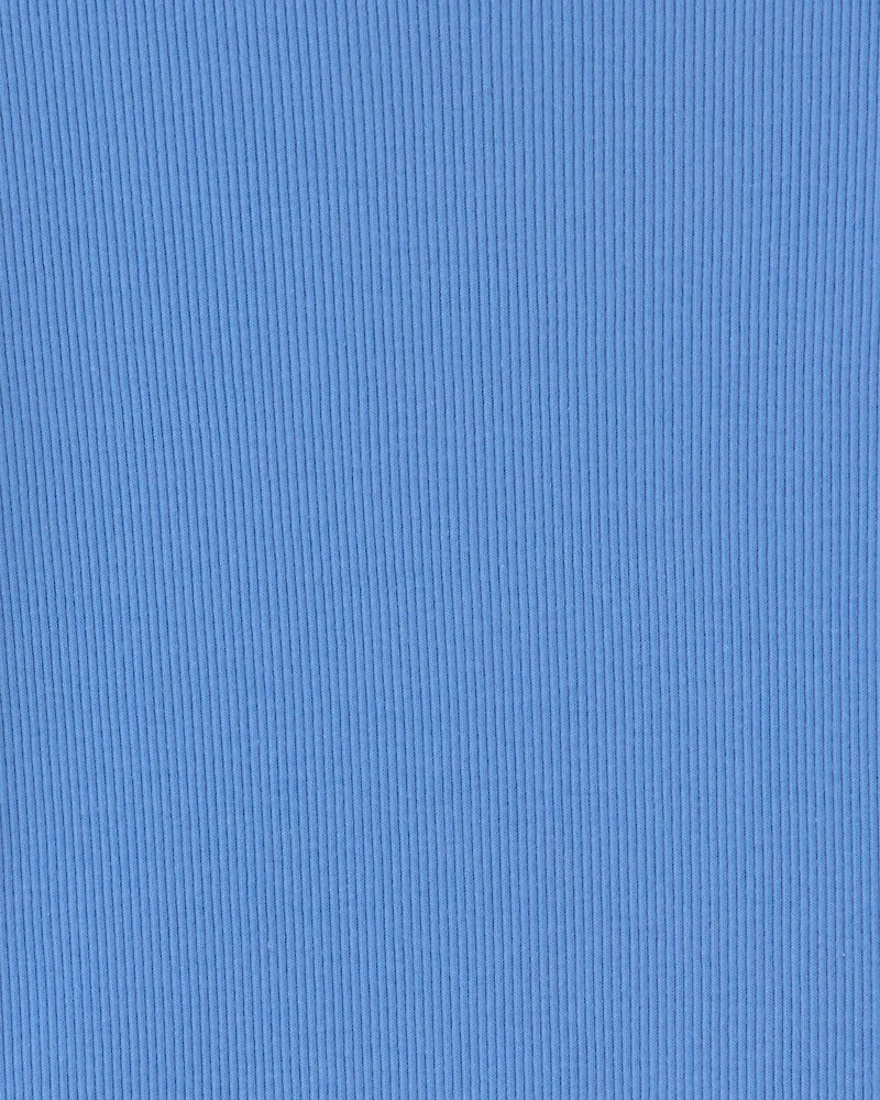 Girls Long-Sleeve Ribbed Top - Blue