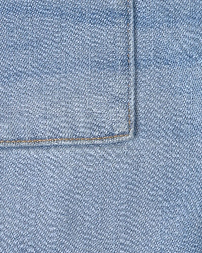 Girls Denim Utility Shorts - Light Wash