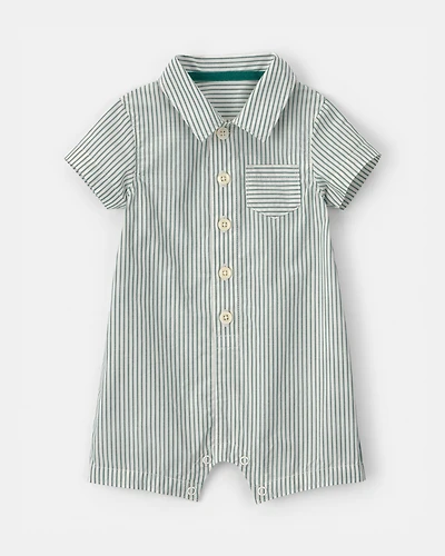 Baby Boy Stripe Short-Sleeve Romper - Green/White