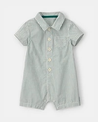 Baby Boy Stripe Short-Sleeve Romper - Green/White