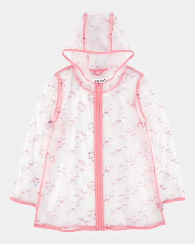 Girls Rainbow Translucent Rain Jacket - Pink