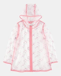 Girls Rainbow Translucent Rain Jacket - Pink