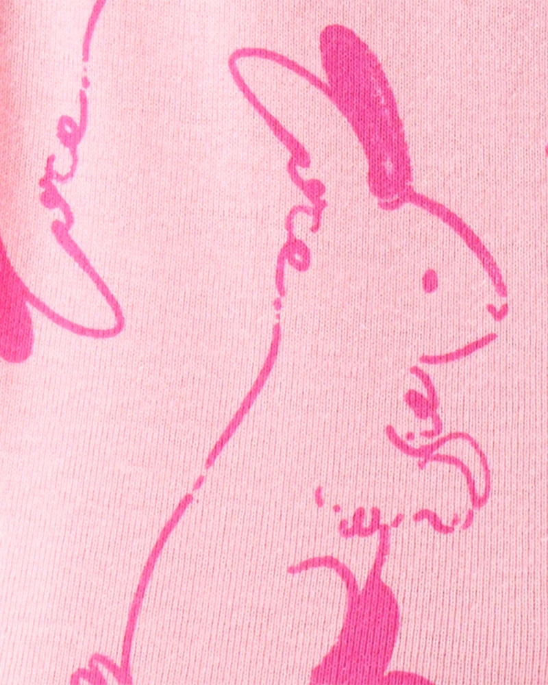 Baby Girl Bunny 100% Cotton Snug Fit 2-Way Zip Footie 1-Piece Pajamas - Pink
