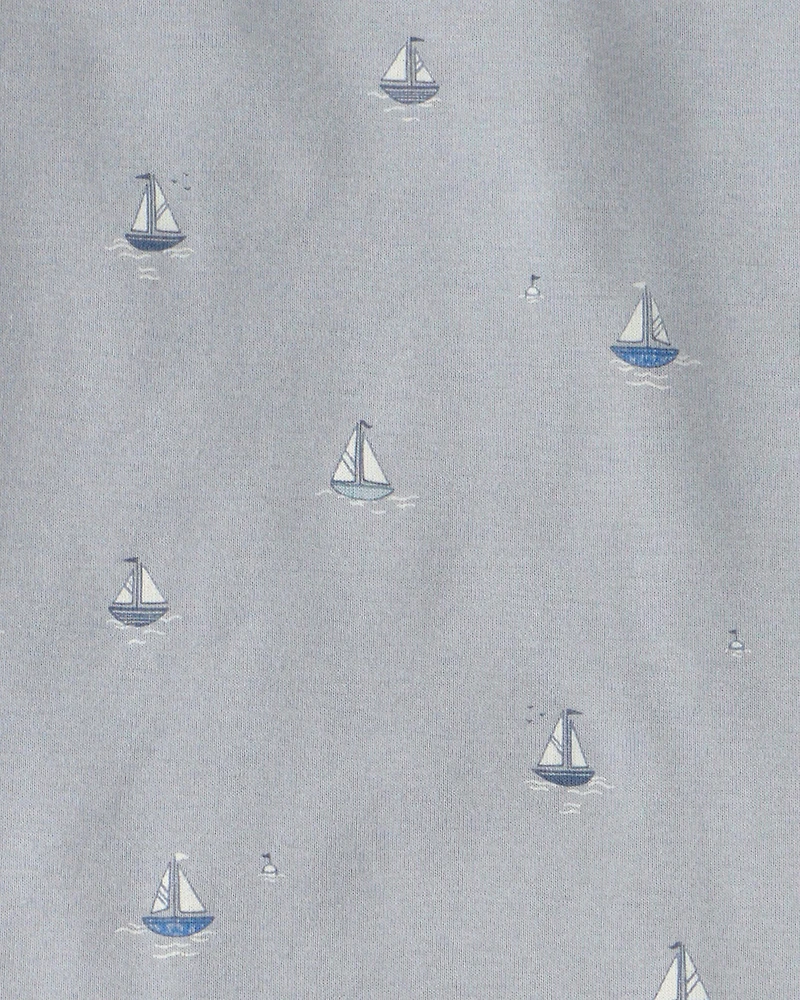 Kids 2-Piece Organic Cotton Ribbed Pyjama Set in Sail Away Print