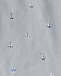 Kids 2-Piece Organic Cotton Ribbed Pyjama Set in Sail Away Print