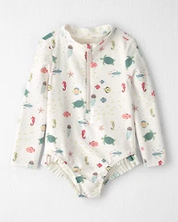 Toddler Girl Recycled Rashguard Swimsuit in Under the Sea