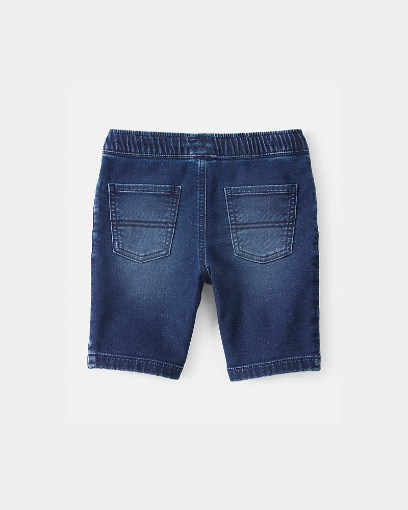 Boys Denim Drawstring Shorts - Dark Wash
