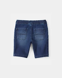 Boys Denim Drawstring Shorts - Dark Wash