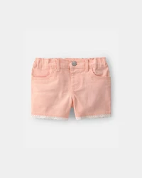 Toddler Girl Eyelet Trim Twill Shorts - Peach