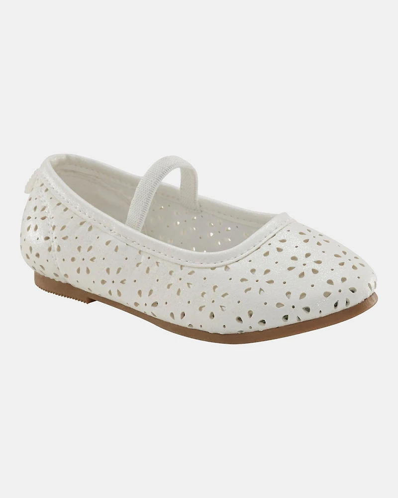 Toddler Floral Ballet Flats - White