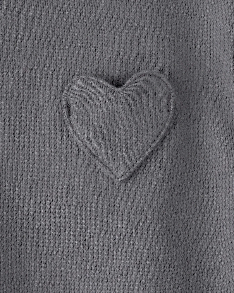 Baby Girl Heart Pocket Top - Grey