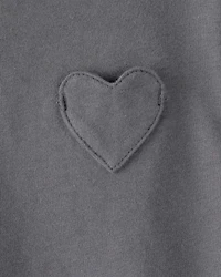 Baby Girl Heart Pocket Top - Grey