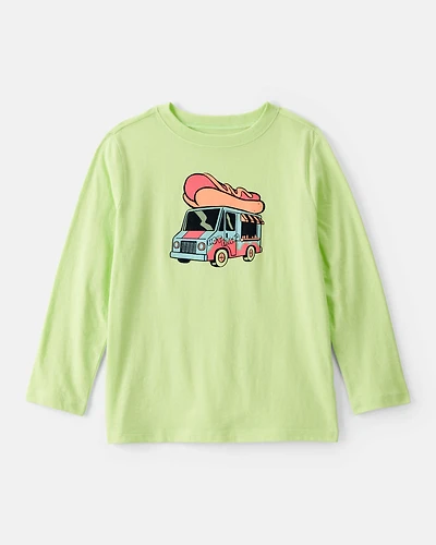 Boys Hotdog Truck Long-Sleeve Graphic Tee - Green