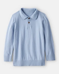 Boys Long-Sleeve Polo Sweater - Blue