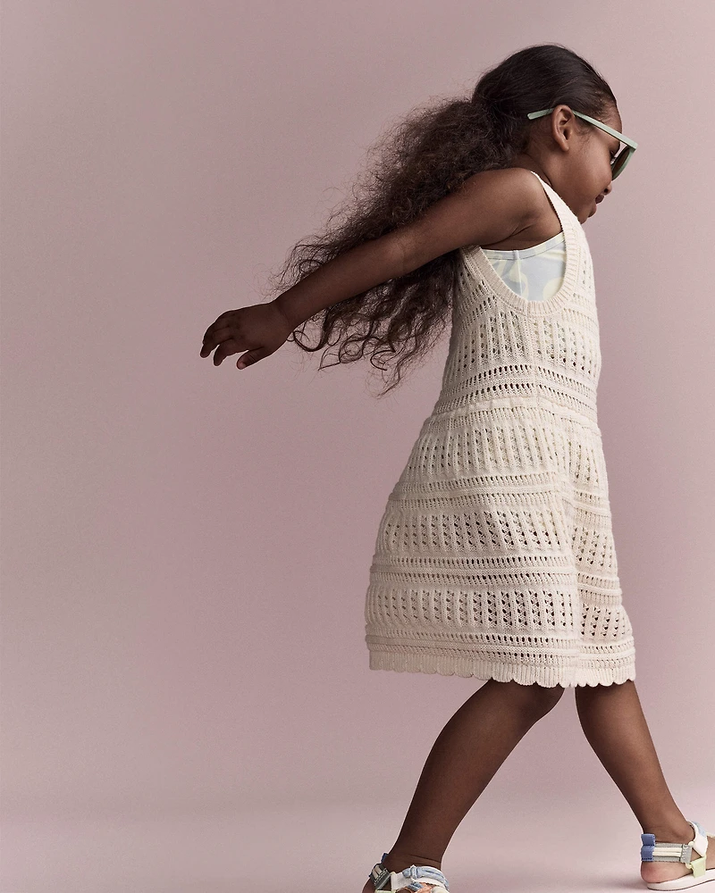 Toddler Girl Crochet Cover Up - Cream