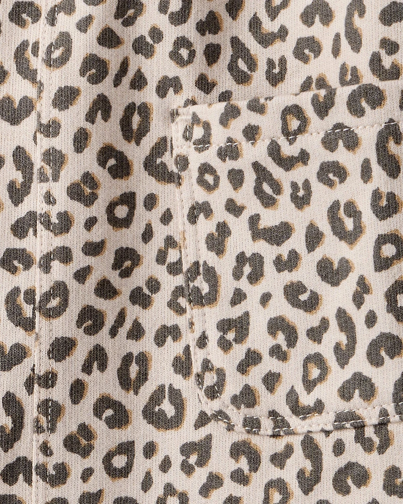 Baby Girl 2-Piece Leopard Print Cotton Long-Sleeve Dress Set - Brown