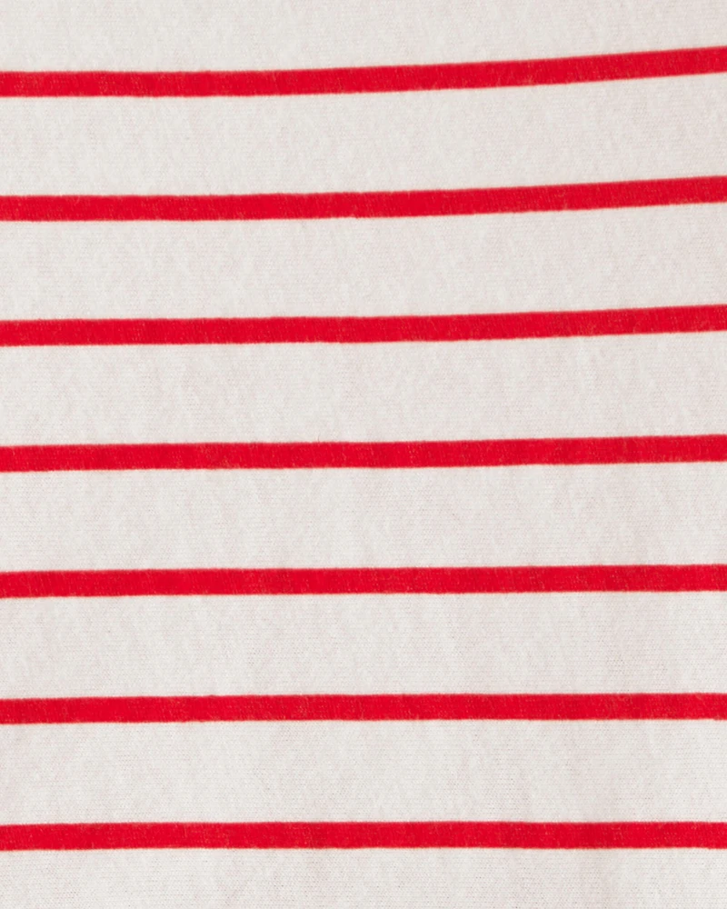 Toddler Girl Striped Short-Sleeve Dress - Red/Ivory