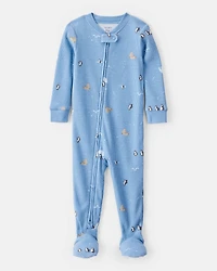 Baby Boy  Arctic Animal Print Cotton Long-Sleeve Snug Fit 1-Piece Pajamas - Blue