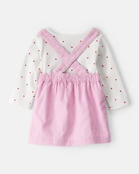 Baby Girl 3-Piece Heart Print Long-Sleeve Dress Set - Pink