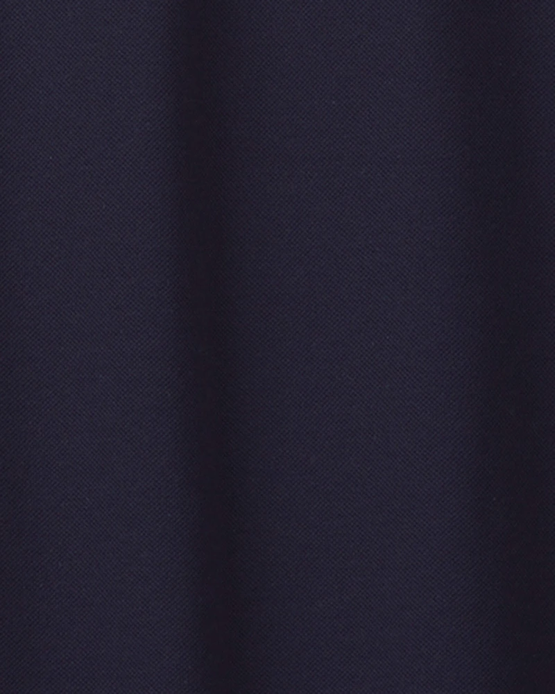 Girls Uniform Piqué Short-Sleeve Dress - Navy