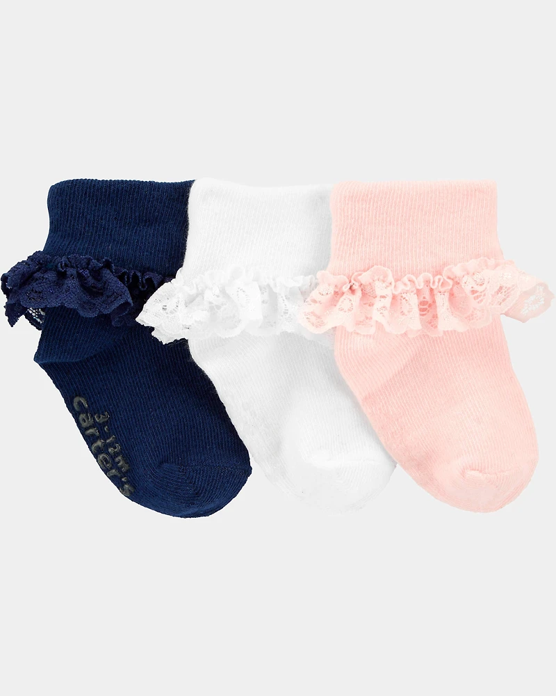 Toddler Girl 3-Pack Lace Cuff Socks