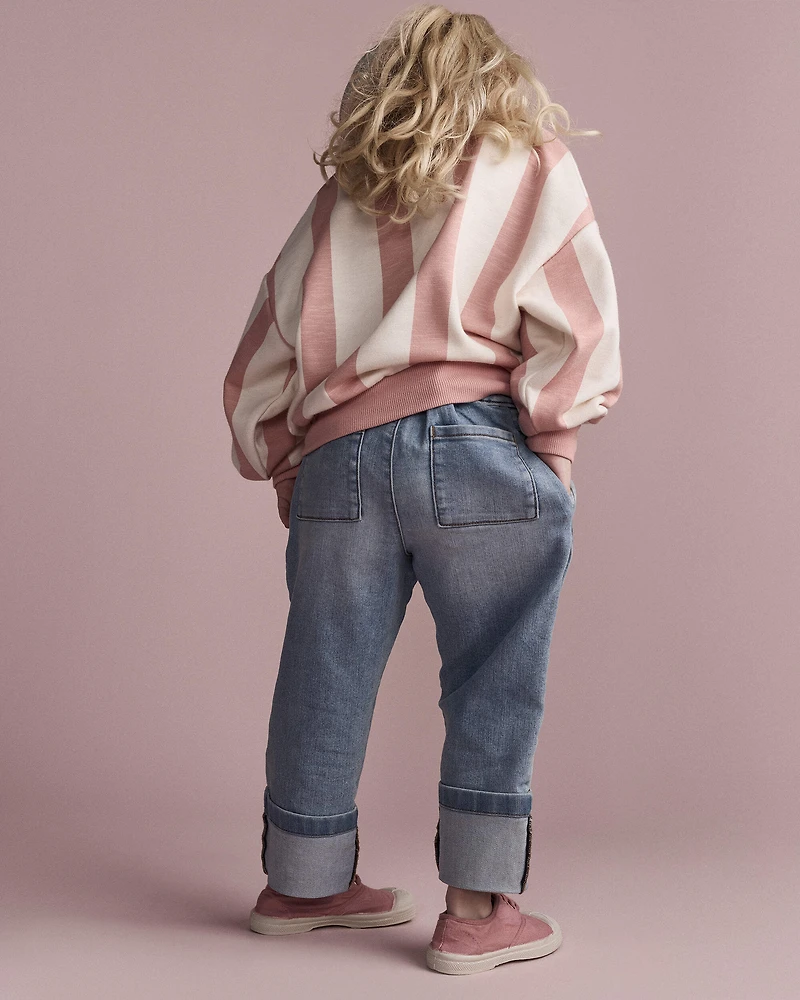 Toddler Cuffed Pant in Denim - Blue