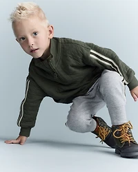 Toddler Boy Quarter-Zip Sweatshirt with Pockets - Olive