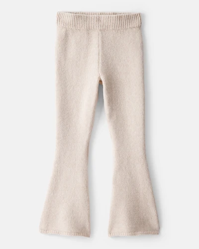 Girls Flare Sweater Knit Pants - Ivory