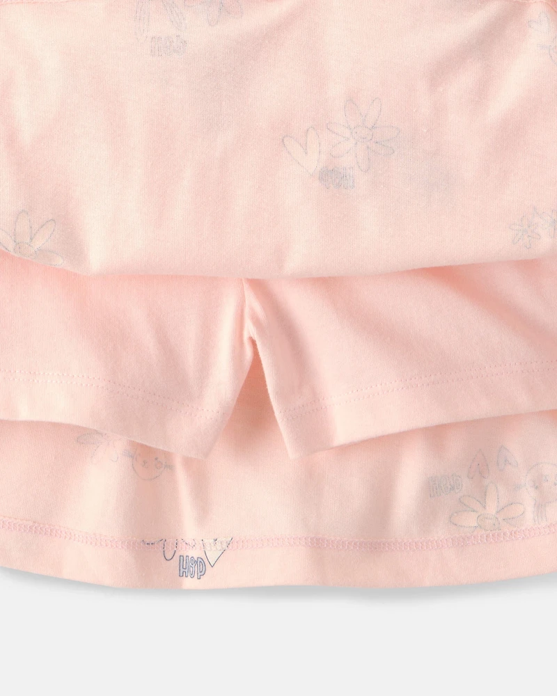 Girls 2-Piece Bunny French Terry Pullover & Skort Set - Pink