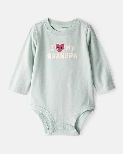 Baby Girl Cotton Long-Sleeve Graphic Bodysuit - Blue