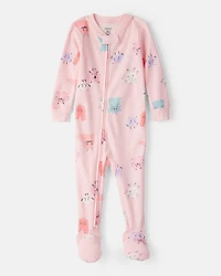 Baby Girl Monster 100% Cotton Snug Fit 2-Way Zip Footie 1-Piece Pajamas - Pink