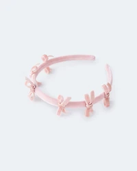 Toddler Girl Velvety Bow Headband - Light Pink