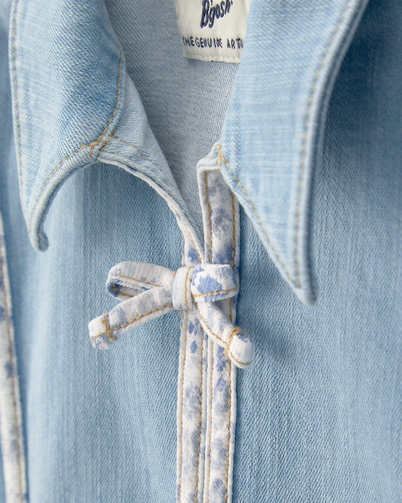 Toddler Girl Patchwork Denim Jacket - Light Wash