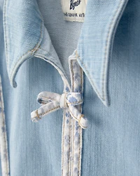 Toddler Girl Patchwork Denim Jacket - Light Wash