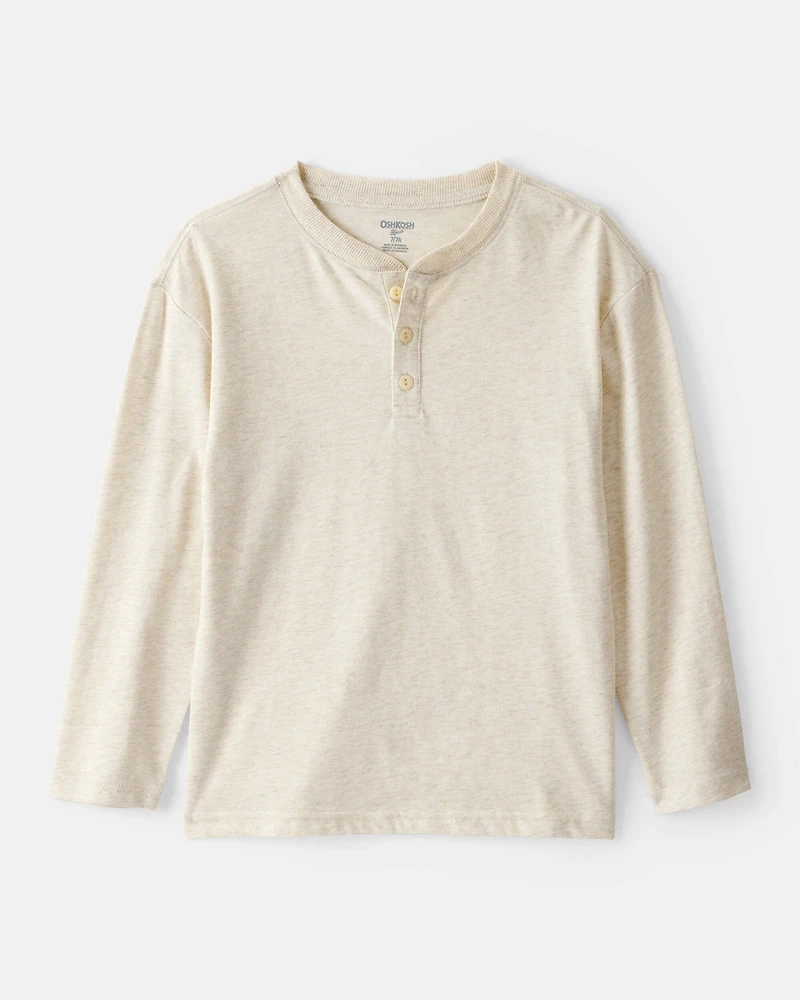 Boys Long-Sleeve Henley - Cream