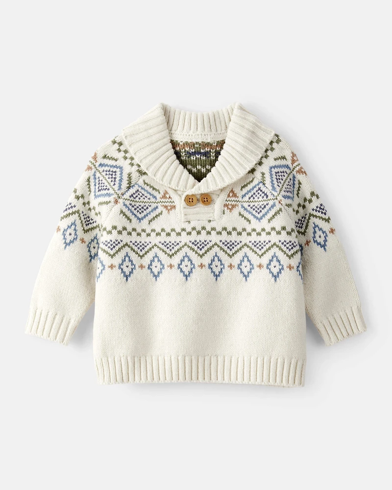 Baby Boy Fair Isle Sweater - Cream